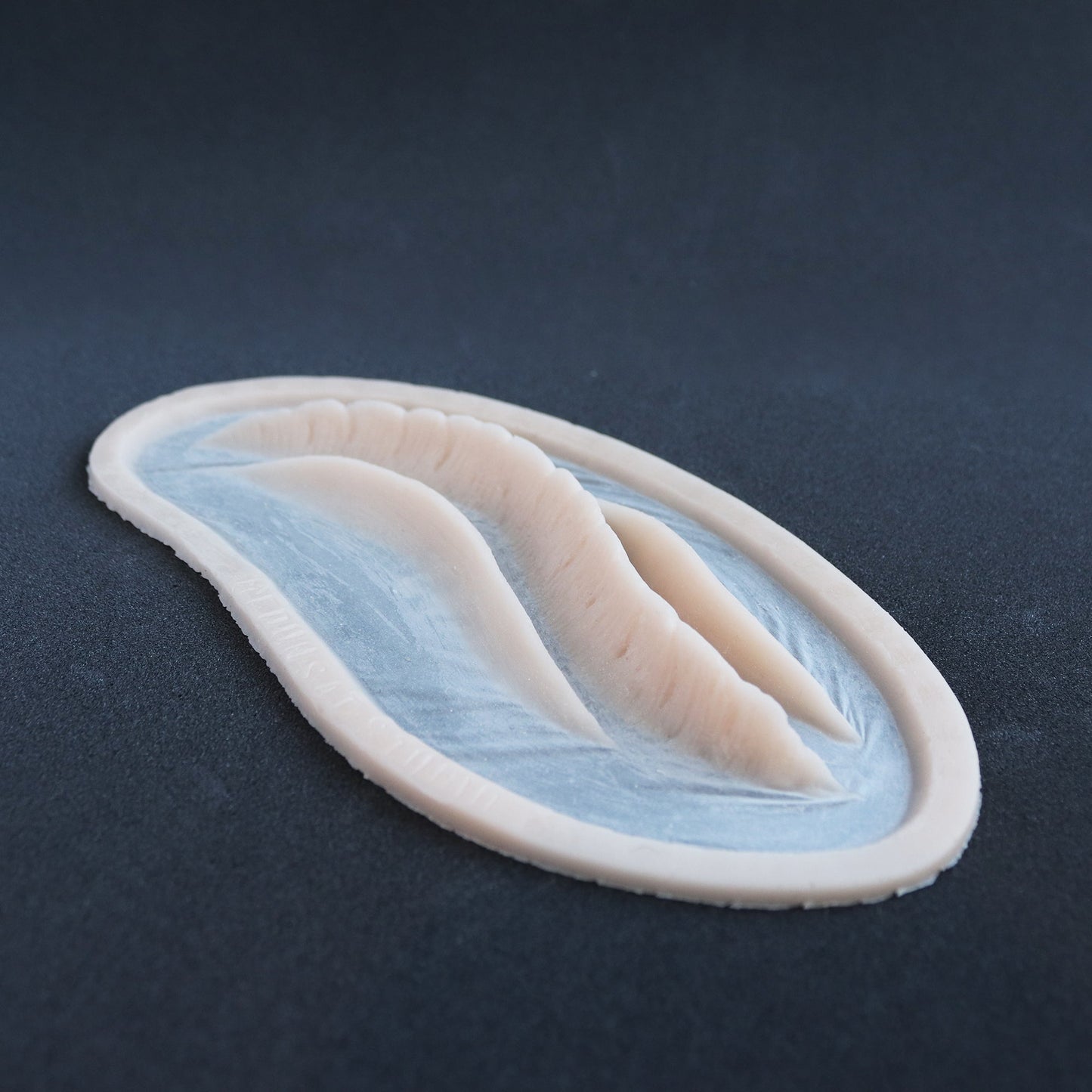 Mermaid Gills (Pair) - Silicone makeup prosthetic in vanilla shade on a black surface