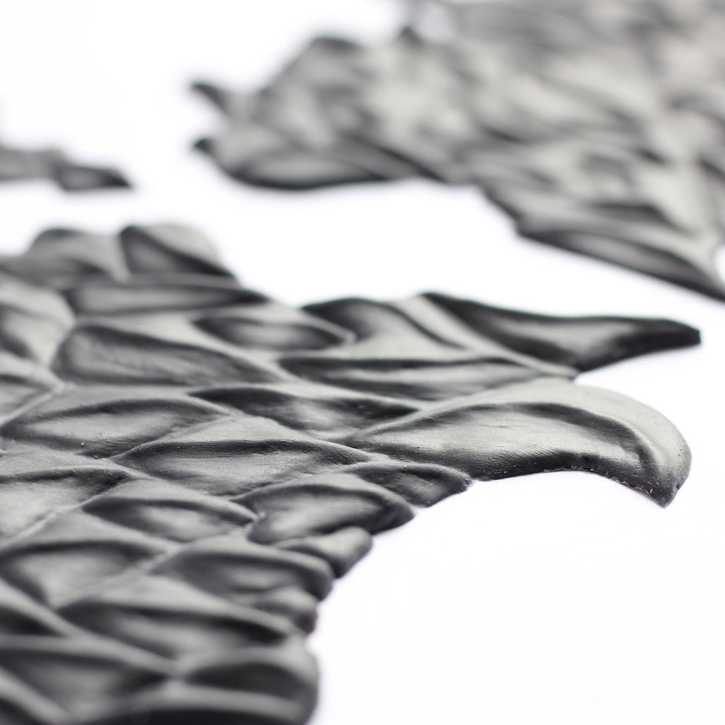 Facial Scales 2.0 - Silicone makeup prosthetic in black on a white surface