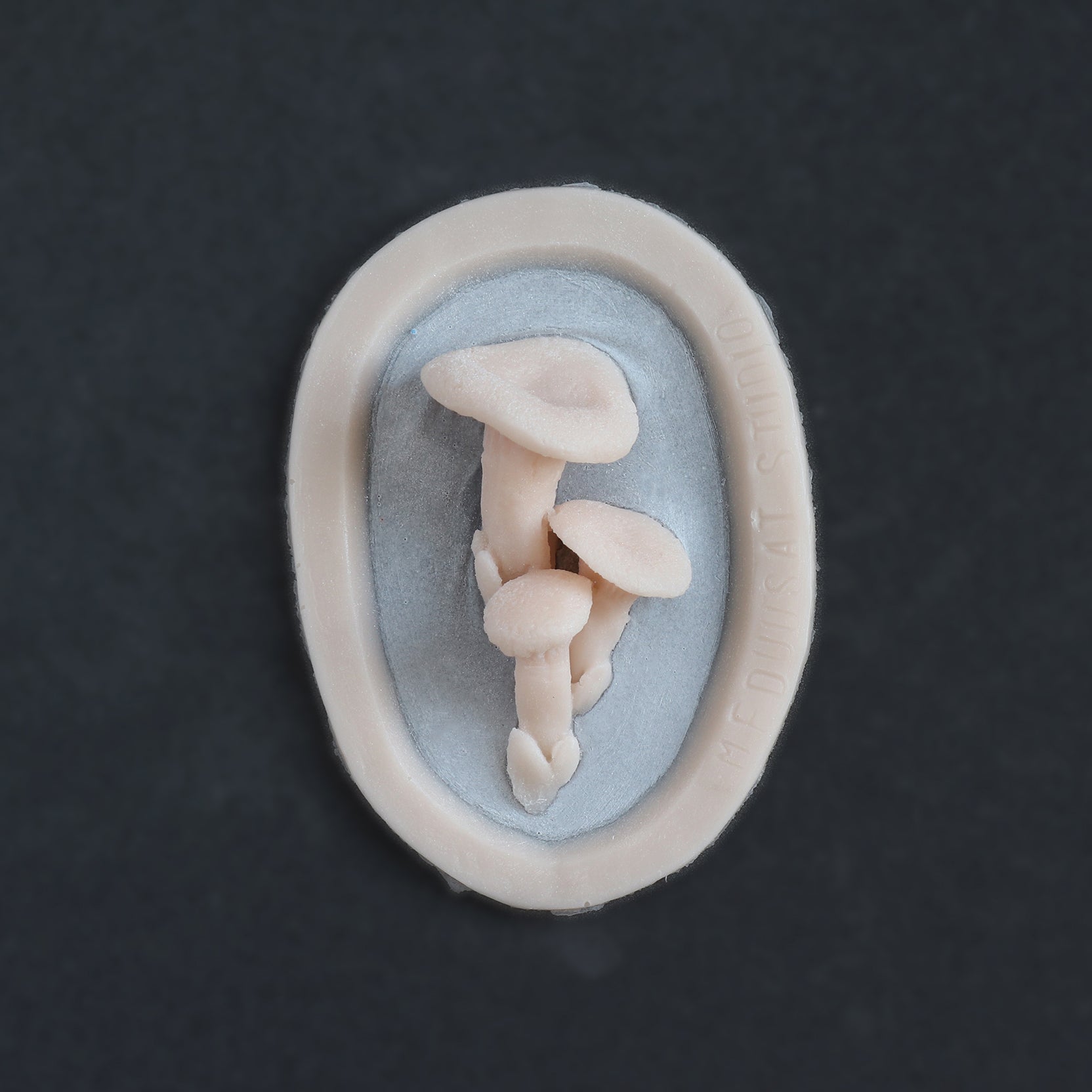 Fungi - Silicone makeup prosthetic in vanilla shade on a black surface