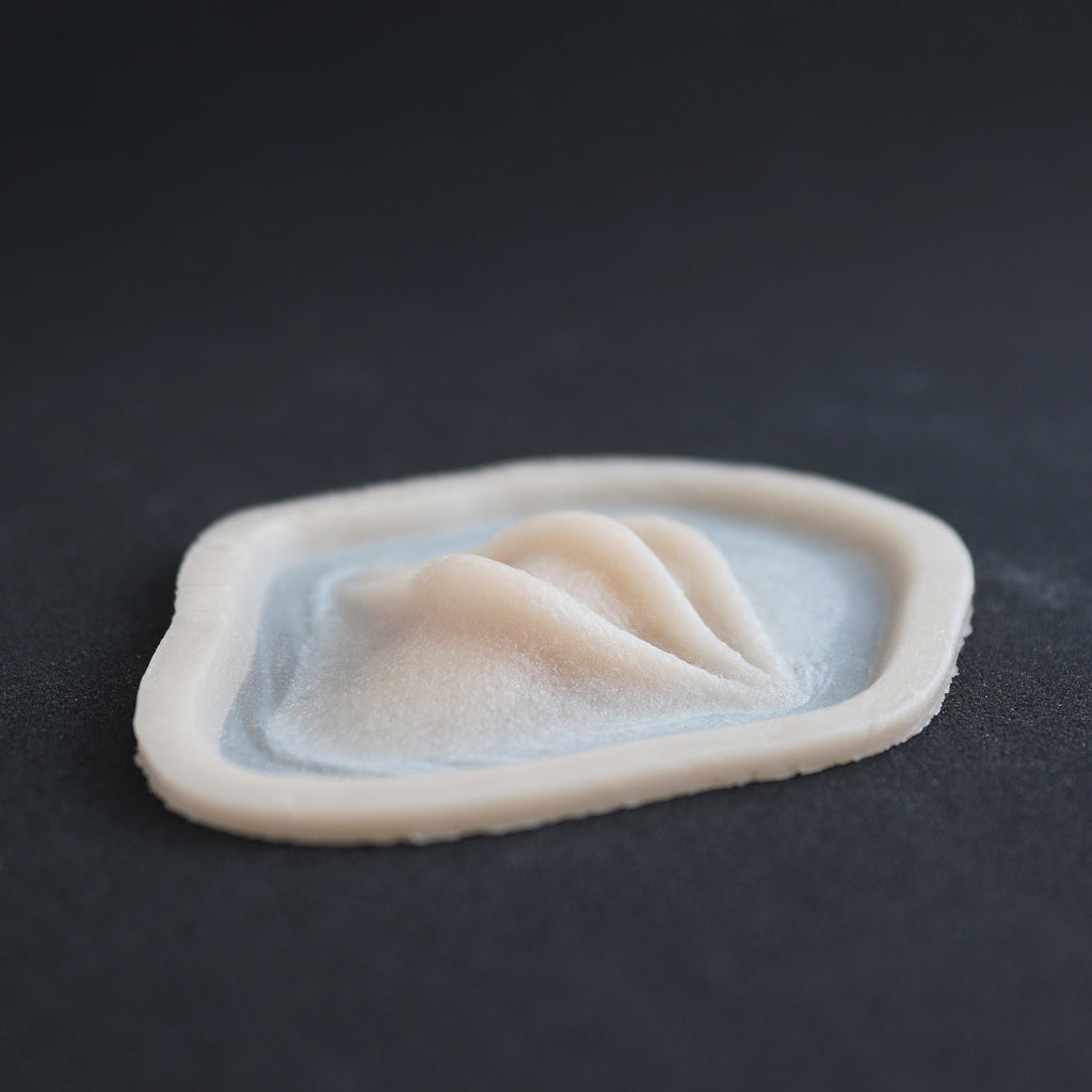 Nose Bridge Ridges - Silicone makeup prosthetic in vanilla shade on a black surface