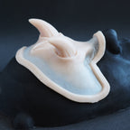 Oni Brow silicone prosthetic in vanilla shade on a black surface at an angle