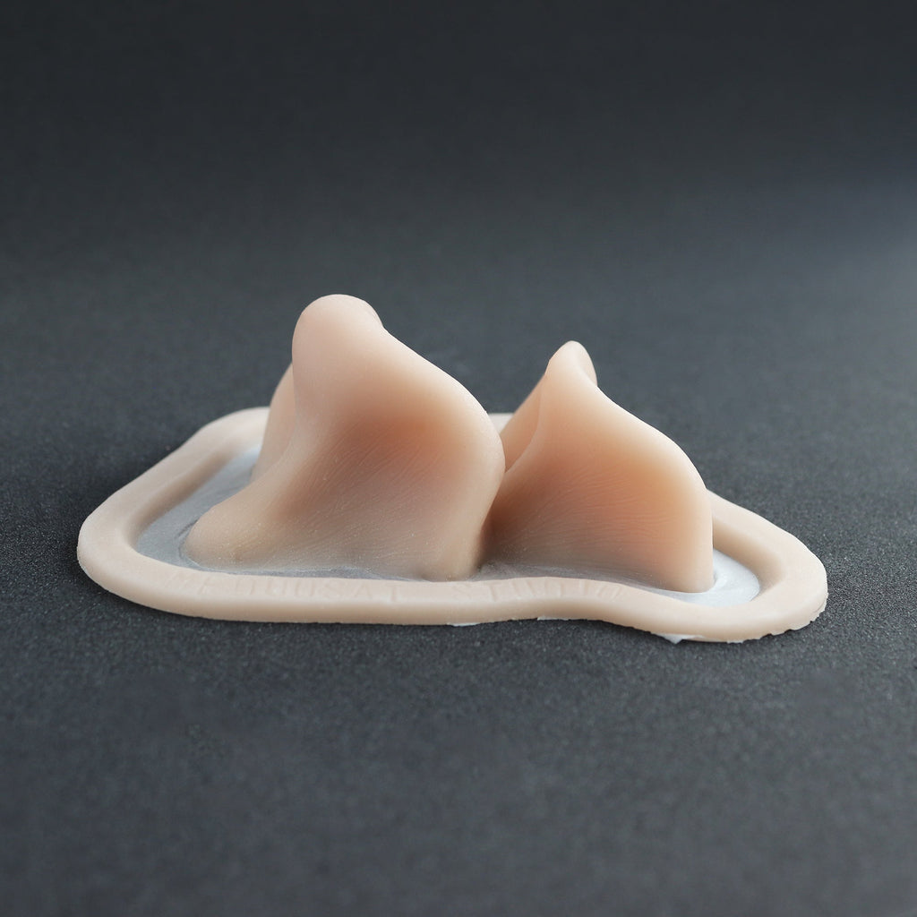 Resinous Polypore Mushrooms - Silicone makeup prosthetic in vanilla shade on a black surface