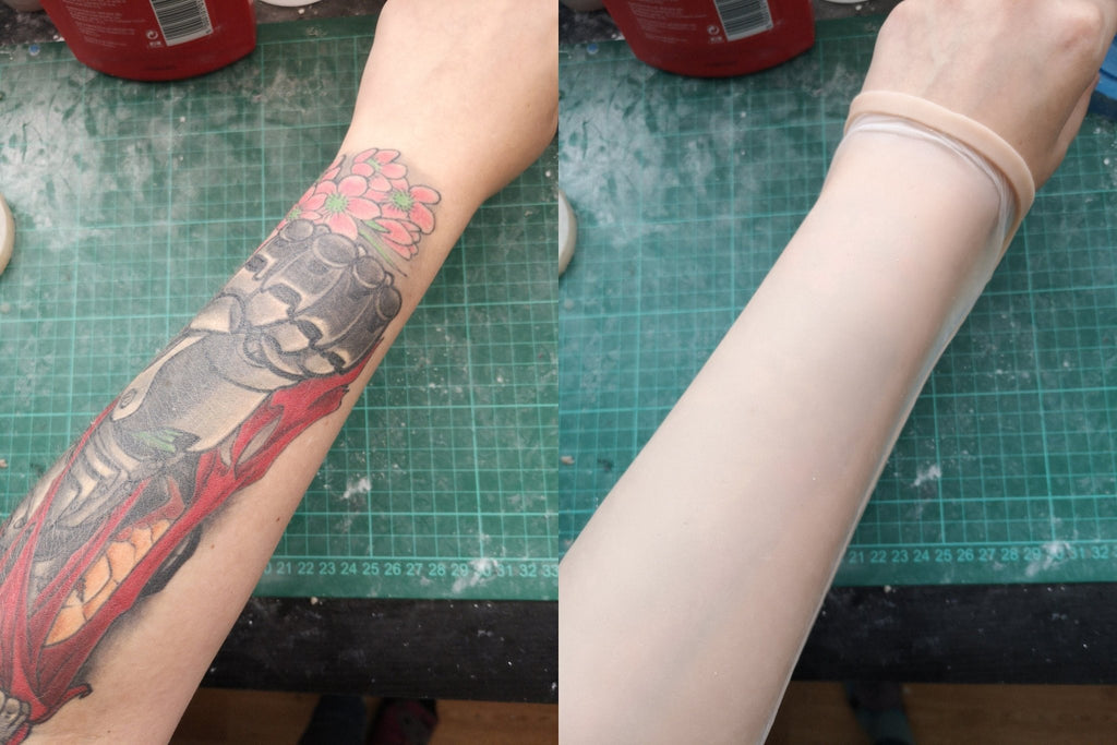 Arm with a silicone patch in vanilla shade