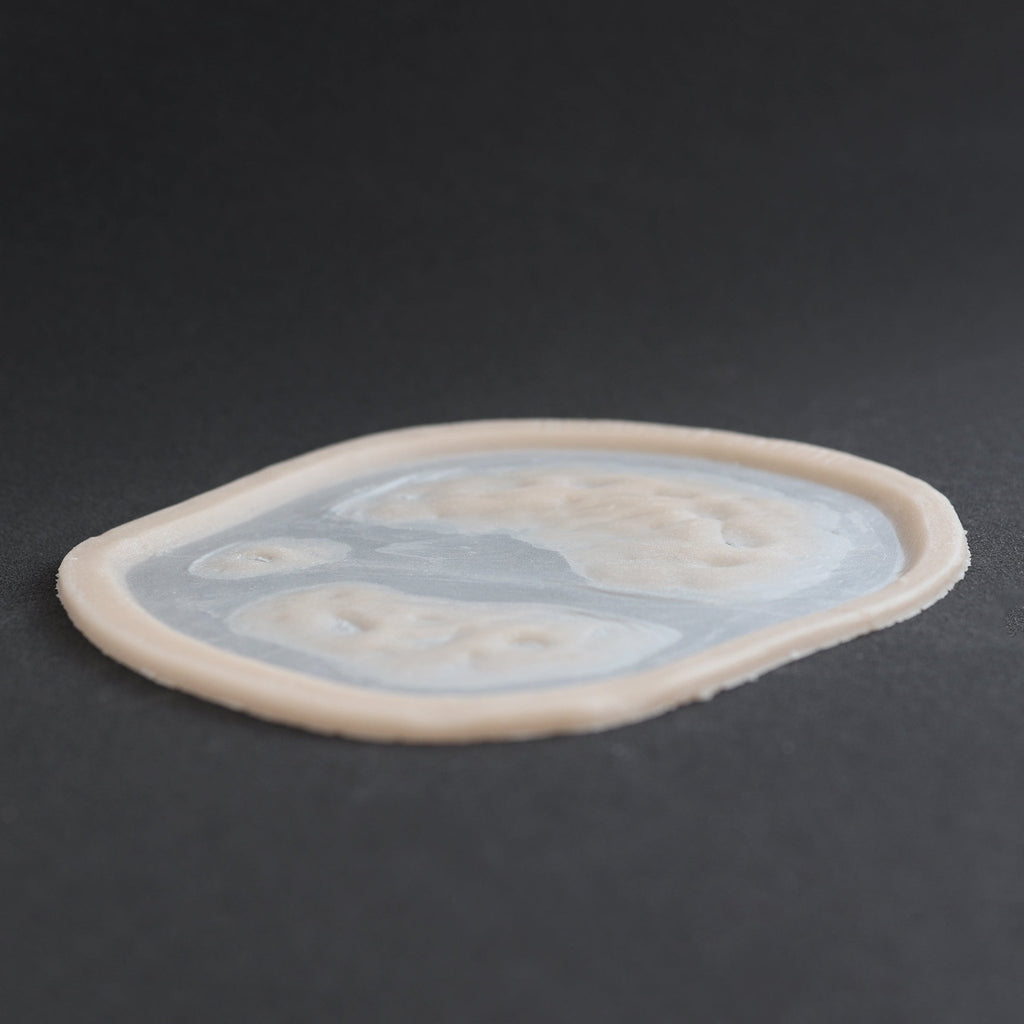 Zombie Bite 2.0 - Silicone makeup prosthetic in vanilla shade on a black surface